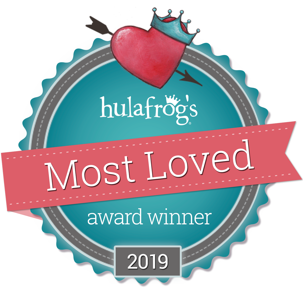 Hulafrog's logo in blue and pink